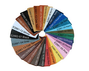 KING SWATCH RING Leather  grain Cowhide Leather Each swatch is 4"x1.5" named on the back 3-3.5 oz /1.2-1.4 mm PeggySueAlso E2881 sample