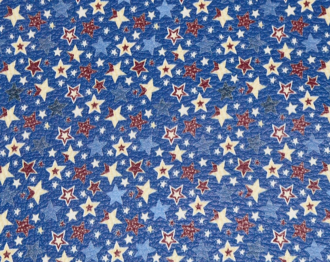 Leather 2 pcs 4"x6" SKETCHY STARS Red White blue on Light NAVY / Dark Royal 3.75-4 oz/ 1.3-1.4mm PeggySueAlso E2751-02 4th of July Patriotic