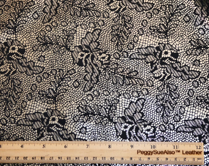 Last One: Leather PLATINUM Floral LACE Look on MiDNIGHT Navy Suede cowhide 3-3.25oz /1.2-1.3 mm #373 PSA E2896-01 CL0SEOUT