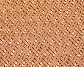 Basket Weave 8"X10" PEACH on ROSE GOLD Metallic Embossed Cowhide Leather 3.5 oz/1.4 mm PeggySueAlso E7800-02