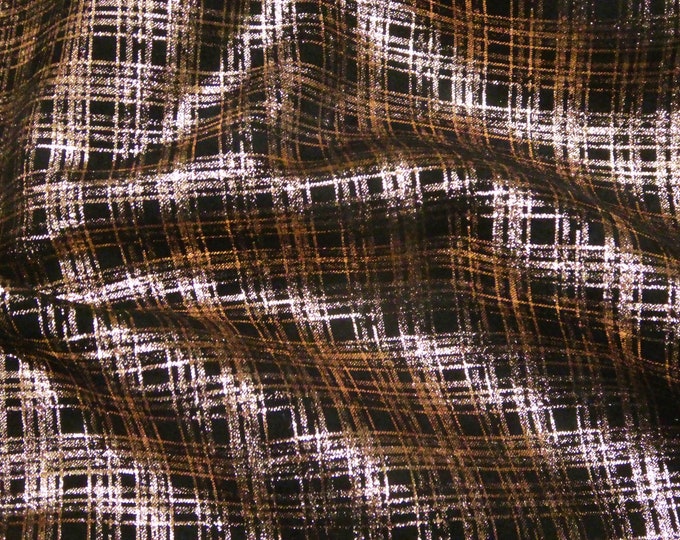 Leather 3 sq ft PLAID - ROSE Gold on Black Metallic Cowhide 3.5 oz / 1.4 mm PeggySueAlso E6529-06  hides available