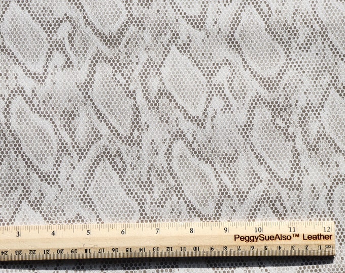 Leather 12"x12" Taupe and white Slightly metallic medium firmness, not soft Snake Cowhide 3 oz /1.4 mm PeggySueAlso E2855