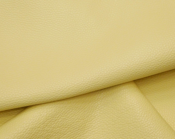 Leather 12"x12" Imperial PASTEL Pale YELLOW Fully Finished Pebble Grain Thick Italian Cowhide 4-4.25oz/1.6-1.7 mm PeggySueAlso™ E3205-03