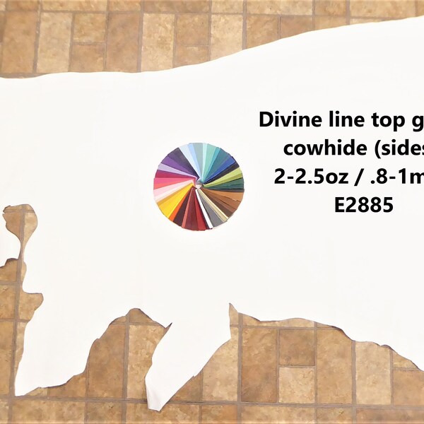 DIVINE 18-22 sq ft Hide Top Grain Choose your color Cowhide Leather Ships ROLLED 2-2.5oz/0.8-1 mm PeggySueAlso® E2885