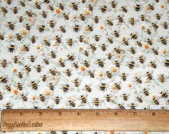 TWICE the BEES! Leather 12"x12" BEES and Daises Embroidery Look on Cowhide 3.75-4oz/1.5-1.6 mm PeggySueAlso® E6520-05