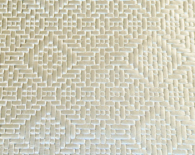 Diamond Weave 12"x12" PLATINUM Metallic Embossed on our Riviera collection Cowhide Leather 2.5-2.75 oz/ 1-1.1 mm PeggySueAlso E8060-18