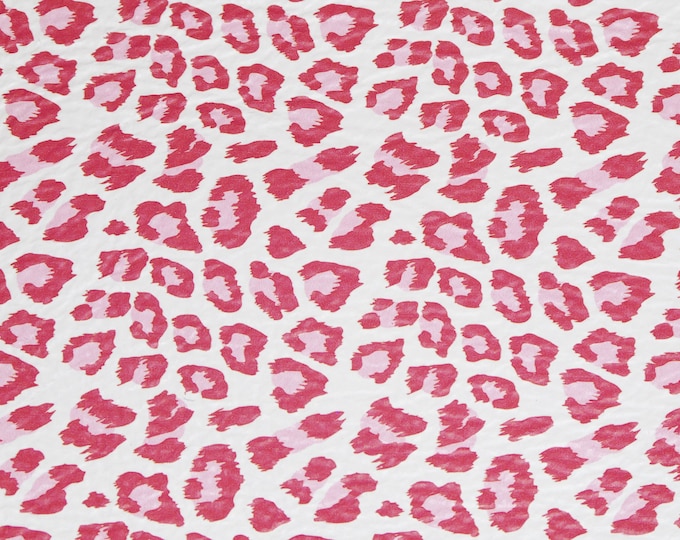 Leather 12"x12"  RED PINK LEOPARD on White  3-3.5 oz/1.2-1.4 mm PeggySueAlso® E2550-40 Valentines Day