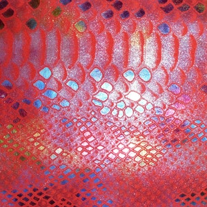 Mystic Python Various Sizes Iridescent RAINBOW on RED Cowhide - Etsy