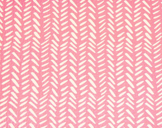 Leather 8"x10" BROKEN CHEVRON with white on PINK 3-3.5oz /1.2-1.4 mm PeggySueAlso E1380-27 Valentines Day