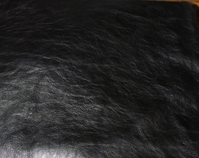 Pull Up Leather 5"x11" Matte Aged BLACK Distressed Cowhide 3-3.5 oz /1.2-1.4 mm PeggySueAlso® E2930-05 hides available