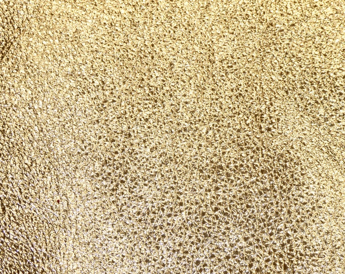 Pebbled Metallic 2 pieces 4"x6" Shinier GOLD shows the grain Cowhide leather 2.5-3 oz / 1-1.2 mm PeggySueAlso® E4100-05B hides available