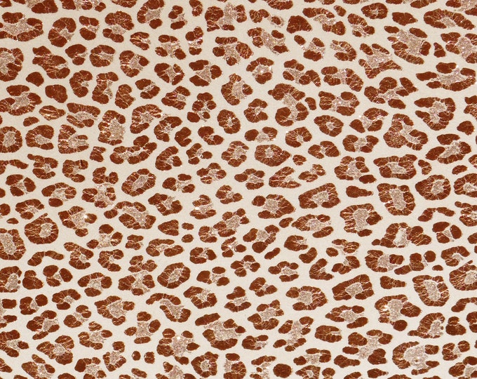 Shimmery Leopard 5"x11" ROSE GOLD Metallic on BEIGE Suede 3.5-3.75 oz / 1.4-1.5 mm PeggySueAlso E2550-48