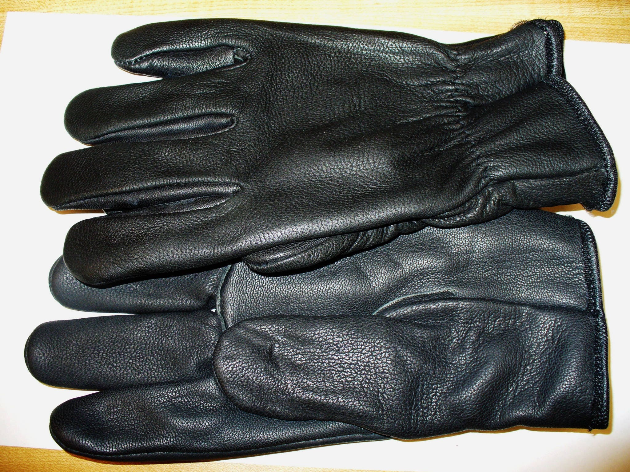 MeNS LINED Motorcycle GLOVES 8711 Black Genuine Goatskin Full Grain