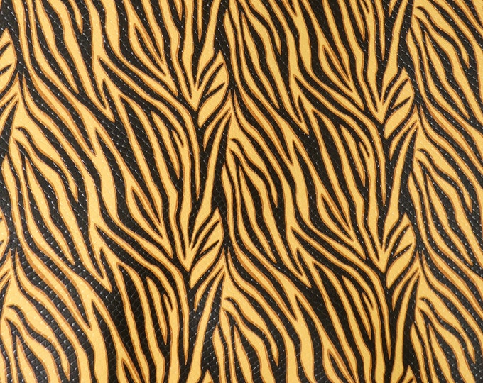 Leather 8"x10" TEXTURED Golden ZEBRA TREE with Black Stripes Cowhide 2.5 oz / 1 mm PeggySueAlso® E1565-01 Tiger