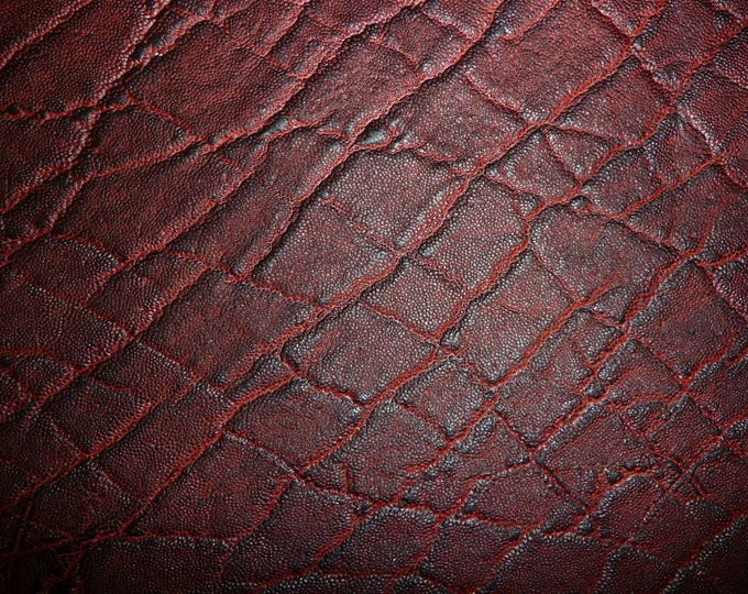 Elephant 5"x11" MAROON / Black Cherry Embossed Cowhide Leather 2.5-3oz/1-1.2 mm   PeggySueAlso® E2899-16 Limited