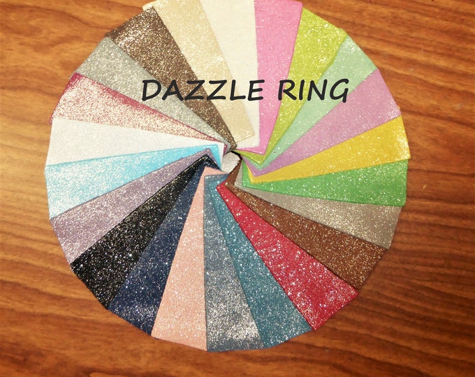 DAZZLE SWATCH RING Metallic Leather Suede Cowhide Each swatch is 4"X1.5" named on the back PeggySueAlso®