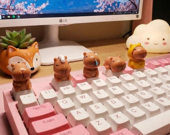 Cute Capybara Resin Artisan Keycap 3D Custom Animal Keycap for MX Switch Mechanical Keyboard Kawaii Cartoon Desk Accessory Gift
