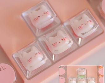 Cute Backlit Cat ESC Keycap Transparent Handmade Custom Keycap for Cherry MX Switch Mechanical Keyboard Girl Gift Accessory