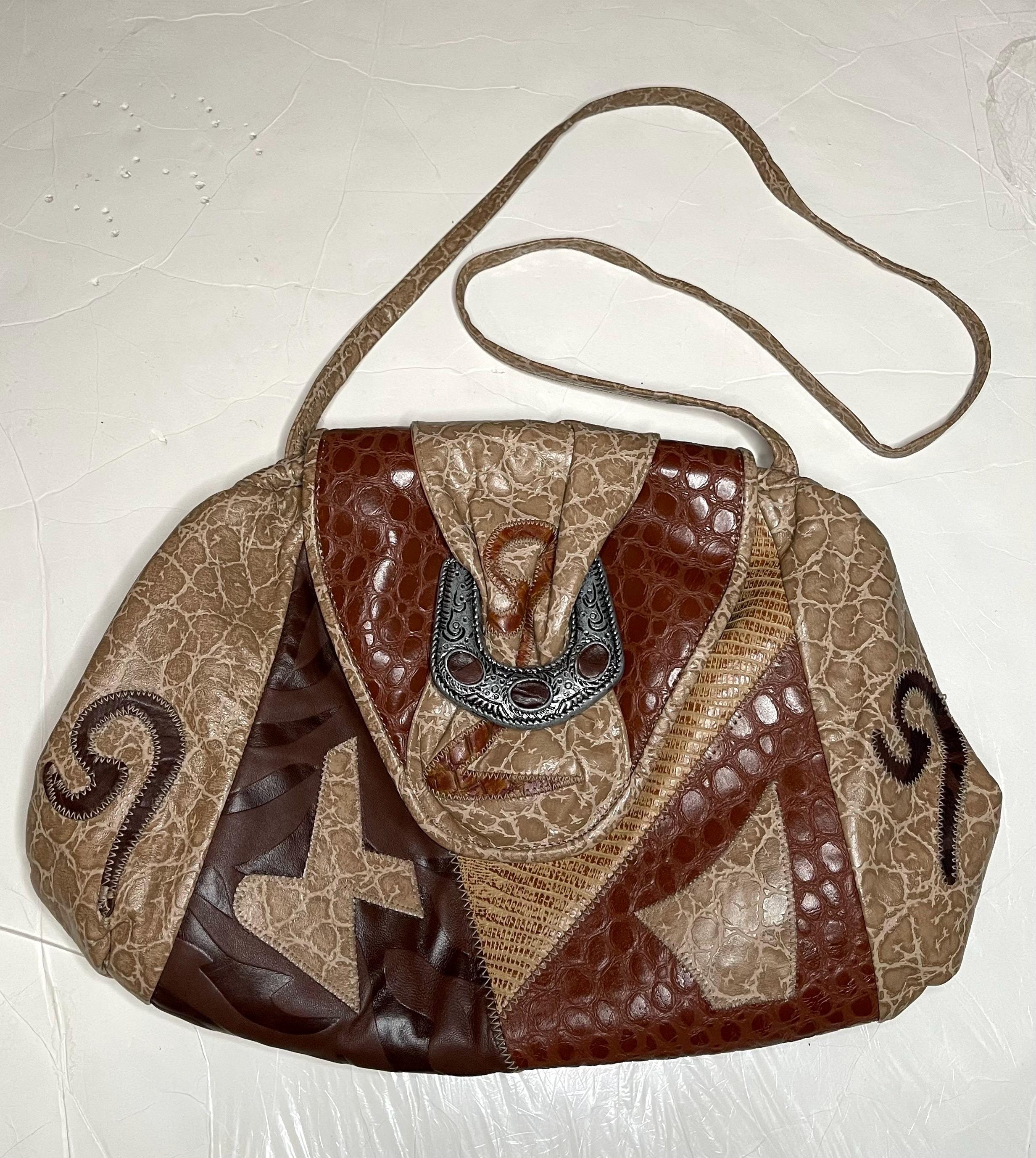 REEM Genuine Leather Patchwork Shoulder / Crossbody Handbag – Made in USA Reem Leather Purse - Etsy main image 2