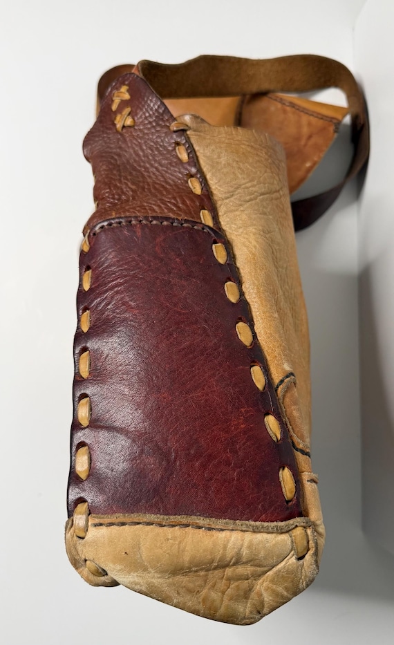 Handmade Leather Patchwork Vintage Crossbody Bag,… - image 12