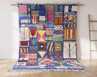 Handwoven Moroccan Patchwork Rug – Vibrant Berber Wool Carpet, Colorful Boho Statement Piece
