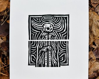 Angel of Death | 9x10 Linoleum Block Print | Limited Edition | Ink on Paper