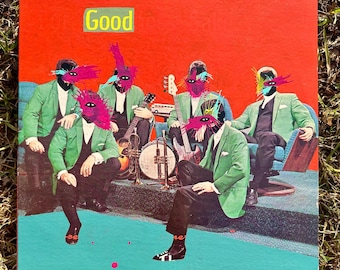 FOR GOODNESS SAKE! - Mixed Media Painting on a Vintage Record Sleeve -12X12