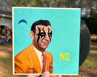 NO STING, NO - Mixed Media Painting on a Vintage Record Sleeve - 7x7