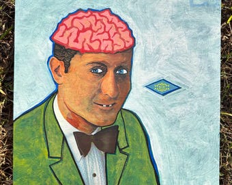 MANCINI BRAINS - Mixed Media Painting on a Vintage Record Sleeve -12X12
