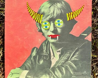 DEMON DENVER - Mixed Media Painting on a Vintage Record Sleeve -12X12
