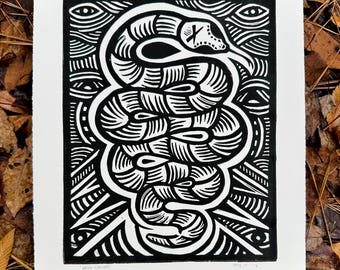 Going Nowhere | 10x11 Linoleum Block Print | Limited Edition | Ink on Paper