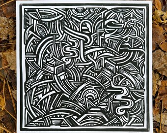 Above the Wreckage | 12sq. Linoleum Block Print | Limited Edition | Ink on Paper