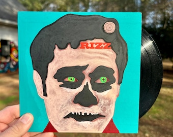 THE RIZZ - Mixed Media Painting on a Vintage Record Sleeve - 7x7