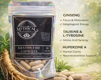 Kratos Feuer - Energetisierende Nootropika Kapseln | Pflanzliche Motivation und Konzentration