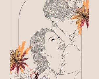 Custom Couple Portrait, Minimalist Line Art Print, Personalised Anniversary Gift, Wedding Engagement Gift, Boyfriend Girlfriend Print