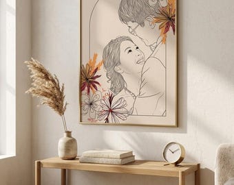 Custom Couple Portrait, Minimalist Line Art Print, Personalised Anniversary Gift, Wedding Engagement Gift, Boyfriend Girlfriend Print