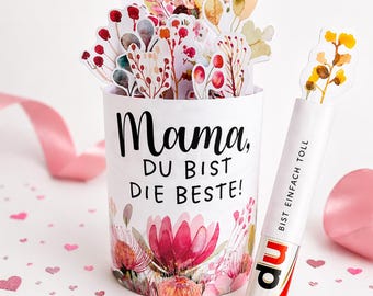 Duplo Banderole Muttertag | Dankeschön Muttertagsgeschenk | Persönliches Geschenk für Mama | Kreative Blumen Bastelvorlage PDF