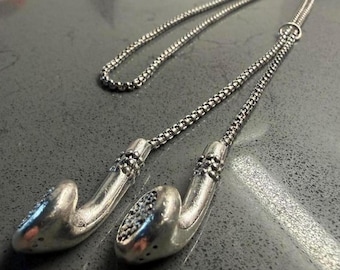 Stainless Steel Earbud Pendant Necklace: Liquid Metal Tech Jewelry, Y2K Cybercore Style