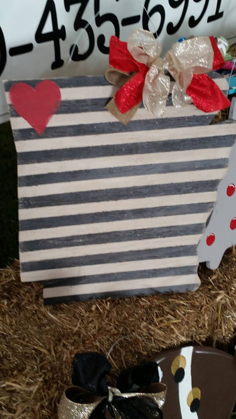 Striped Arkansas Door Hanger Arkansas Decor Door Hanger Door Etsy