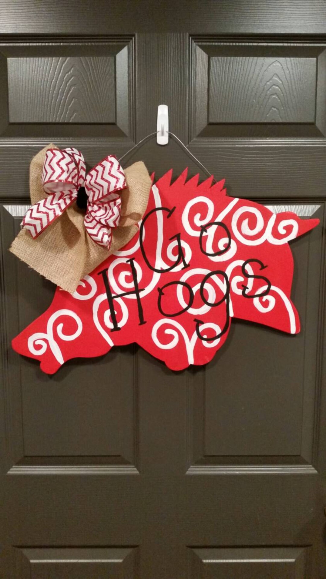 Razorback Door Hanger With Bow - Door Hanger Door Decor Razorback ...