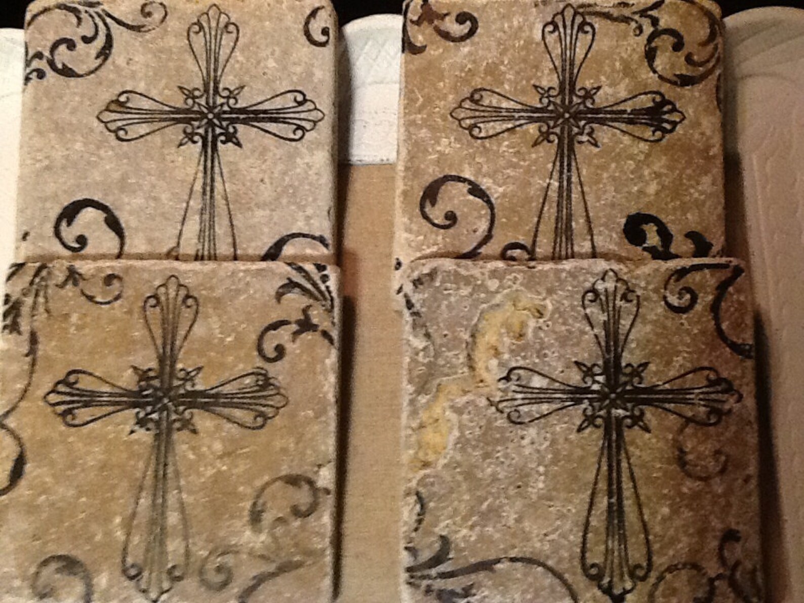 Cross Tile Coasters tile coaster cross stone coaster drink Etsy