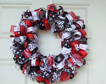 Razorback Ribbon Wreath - ribbon wreath door decor housewares home decor wreath hogs razorback collegiate wreath