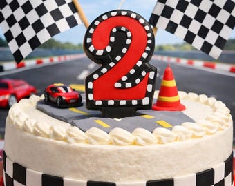 Racing Birthday Candle – Hand-Painted Car Party Decoration