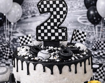 Racing Theme Painted Birthday Candle - Car Party Decoration