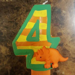 Dinosaur Painted Birthday Candle- birthday candle cake candle photo prop first birthday cake smash monster party party decor cake topper