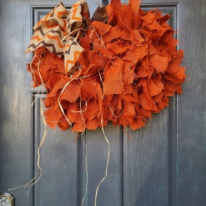 Burlap Pumpkin Wreath - pumpkin wreath burlap wreath fall wreath pumpkins orange pumpkin door decor door hanger door wreath fall decor