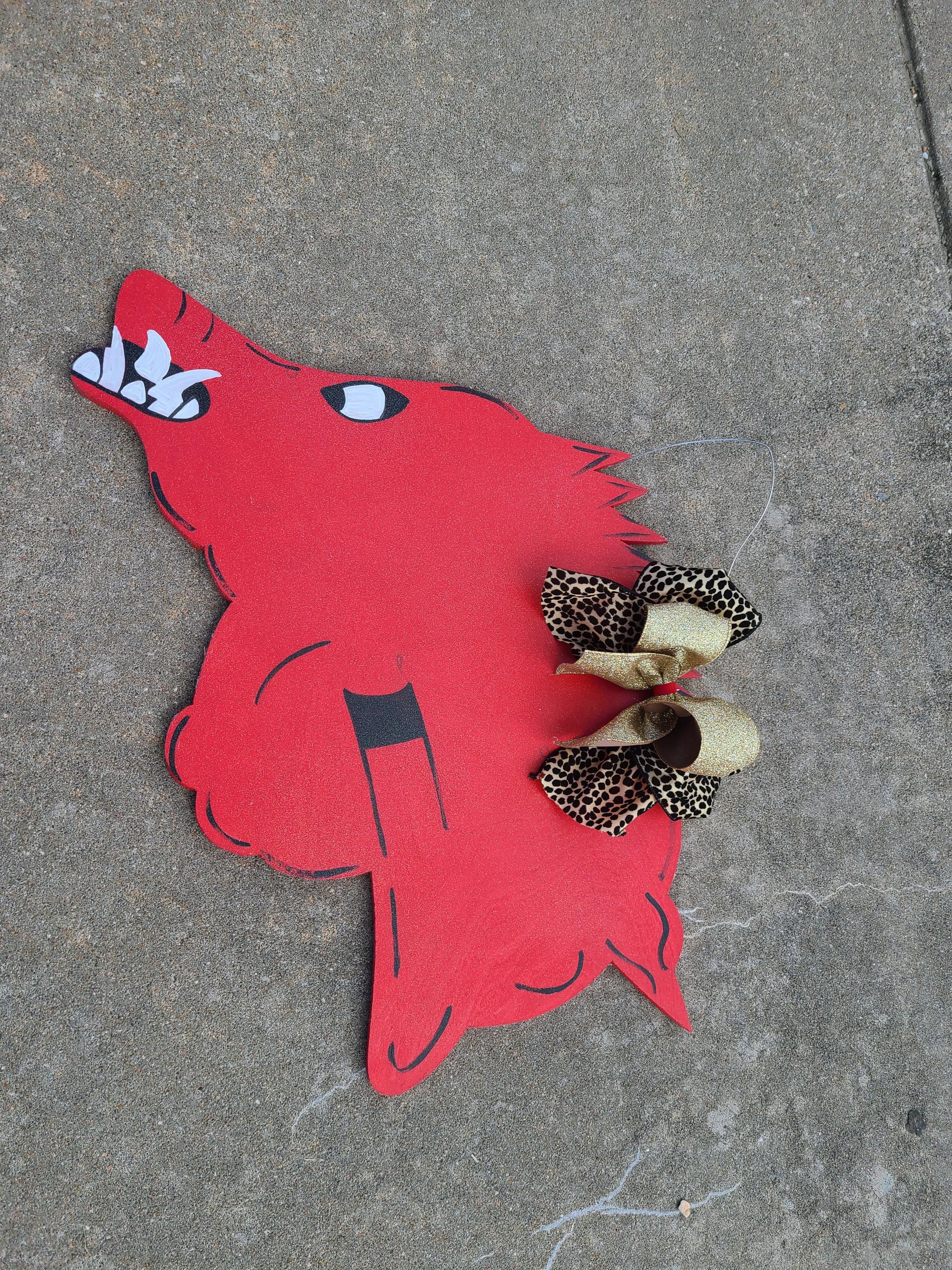 Hand Painted Razorback Door Hanger - Arkansas Go Hogs Decor - Etsy