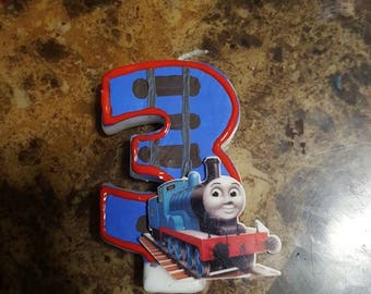 Train painted candle- painted candle birthday candle party candle cake topper birthday party train thomas railroad tracks