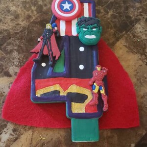 Super Heros Peint Bougie Danniversaire Bougie Fete Bougie Etsy
