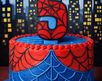 Superhero Web Number Candle – Spiderman Birthday Cake Topper